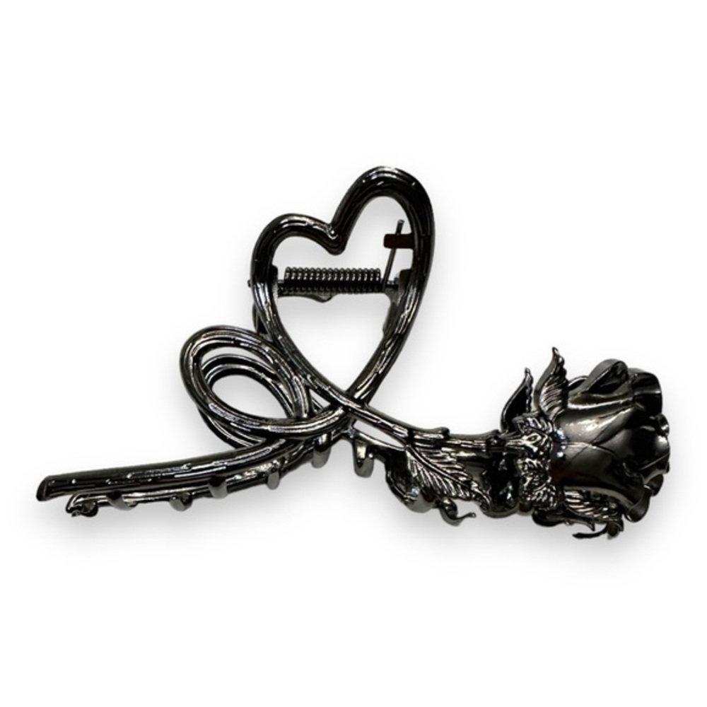 NWT Womenβs Steel Rose Claw Hair Clip